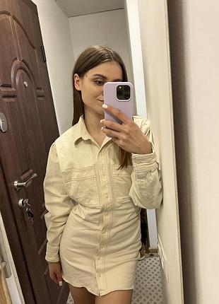 Молочное платье zara