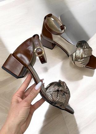 Шоколадні босоніжки kosa натуральна шкіра замш пітон 35-41