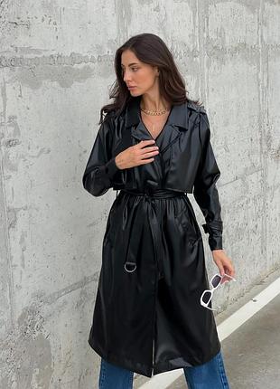 Женский тренч из экокожи
