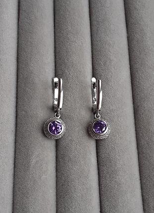 Гарні срібні сережки з фіанітами