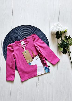 Лонгслив детский 62см, 3-6месяц, green cotton, реглан для девочки, свитшот хлопковый для малыша, футболка с единорогом