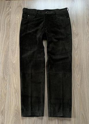 Мужские плотные кожаные замшевые штаны брюки genuine leather