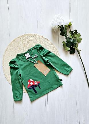 Лонгслив детский 62см, 3-6месяц, green cotton, реглан для девочки, свитшот хлопковый для малыша, яркая футболка