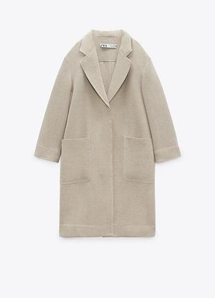 Zara хлопковое пальто свободного кроя с карманами