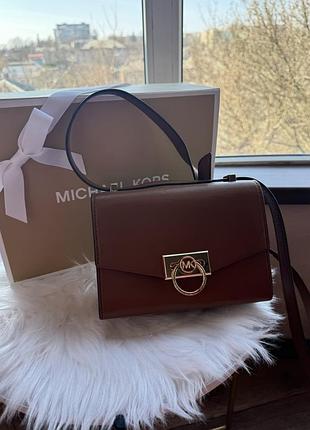 Сумка кожаная michael kors коричневая
