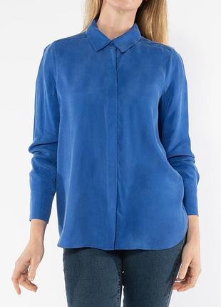 Синяя рубашка мокрый шелк шелковая рубашка винтажная рубашка из шелка biaggini