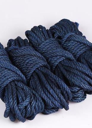 Набор веревок для шибари 4х8м. 6мм, джут. синий