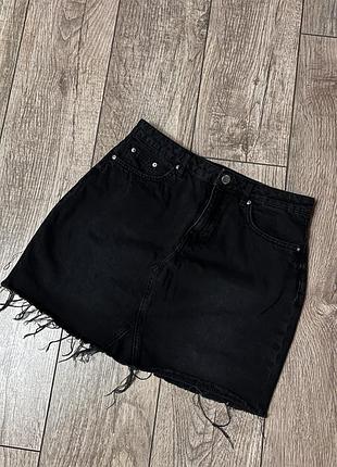 Джинсова спідниця з рваним низом h&m