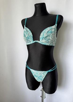 Ann summers голубой бирюзовый комплект лиф бра и стринги лифчик бюстгальтер трусики 34c