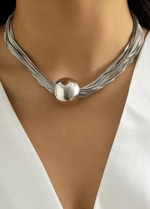 Колье серебряное