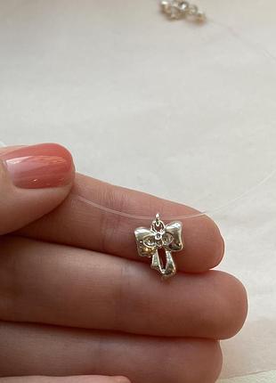 Підвіс бантик на волосіні срібло 925 проби