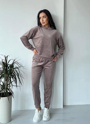 Женский базовый спортивный костюм в ткани велюр