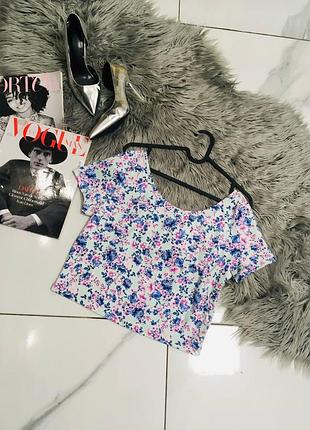 Укороченная футболка в цветочек h&m