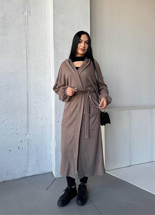 Трикотажний кардиган з ангори максі довжина з поясом