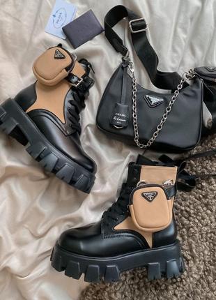 Prada boots zip pocket black/nude 🆕 шикарні черевики прада 🆕 купити накладений платіж6 фото