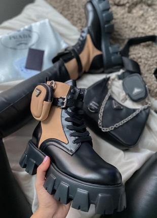 Prada boots zip pocket black/nude 🆕 шикарные ботинки прада 🆕 купить наложенный платёж5 фото