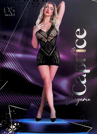 Міні-сукня caprice lingerie model 05 дрібна сітка, імітація мережива чорна one size