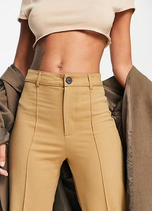 Брюки штаны на высокой талии, брюки горчичного цвета pull & bear