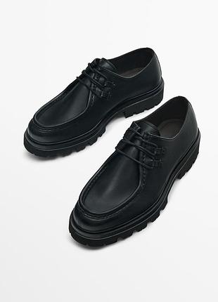 Туфлі мокасини massimo dutti black nappa moc toe shoes 45