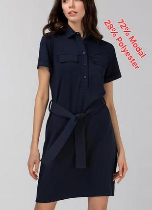 Шикарное женское модаловое платье синего цвета с поясом lacoste, 💯 оригинал
