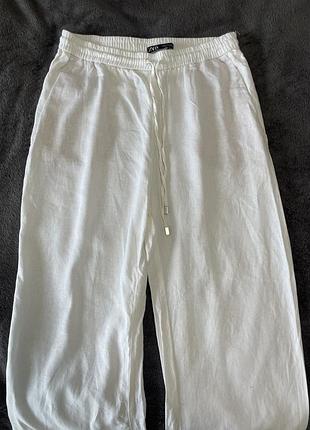 Брюки из льна белые zara 2046/939/250