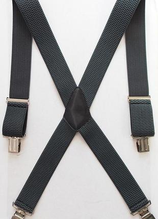 Серые широкие мужские подтяжки усиленные 5 см польша