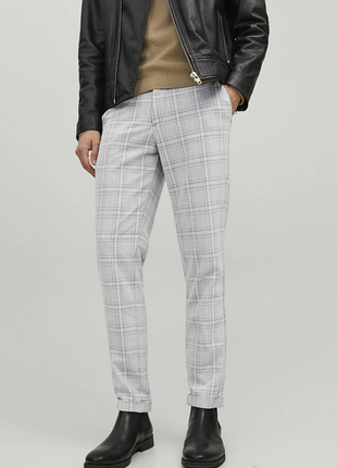 Мужские брюки в клетку jack&jones w36l34 (xl) marco slim fit