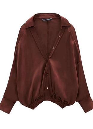 Блуза zara коричнева атлас