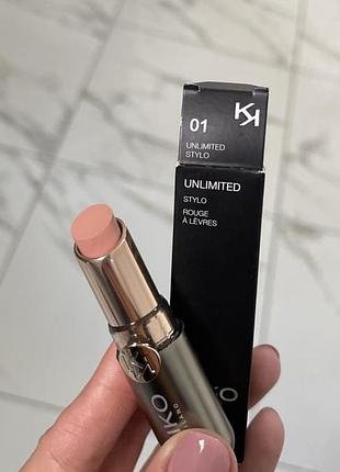 Бежева (нюдова) матова помада kiko unlimited stylo у відтінку 01 rosy nude