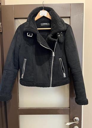 Черная дубленка zara