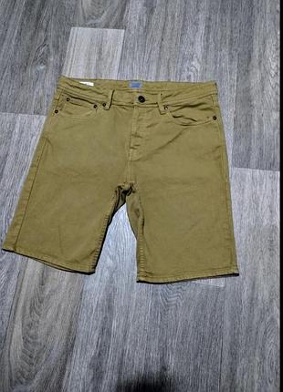 Мужские джинсовые шорты / jack & jones / бриджи / хаки / мужская одежда / denim / regular fit