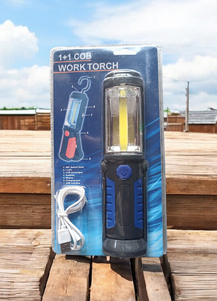 Аккумуляторный светодиодный фонарь cob 1+1led кемпинг зарядка от usb