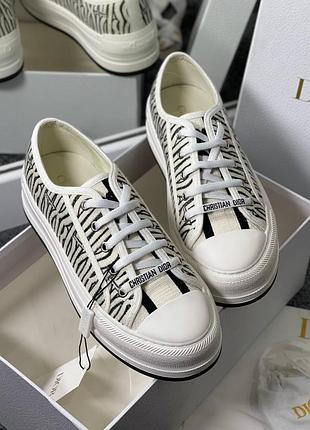 Кеды cd на платформе черно-белые/розовые зебра принт текстильные