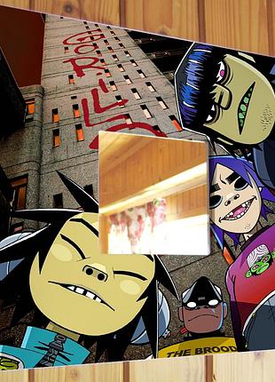Декоративное зеркало "группа gorillaz" подарок для фанатов музыки, украшение интерьера в бар, клуб,