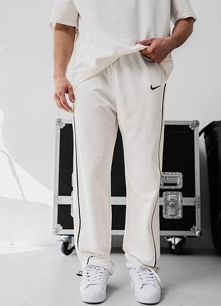 Спортивні штани білі nike чоловічі штани бавовна найк молодіжні з кишенями, спортивки круті
