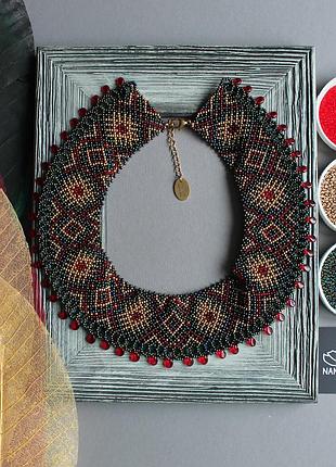 Традиційна силянка з бісеру, червоно золота силянка народна силянка