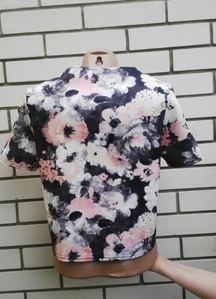 Неопреновый топ(блузка,футболка)pink soda в цветочный принт3 фото