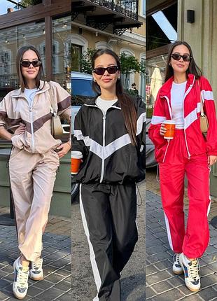 Спортивный костюм из плащевки - штаны и кофта на молнии. костюм плащевка
