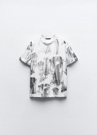 Футболка zara срібна з напиленням металізована оверсайз