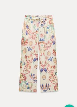 Натуральные женские летние брюки бренда zara р l