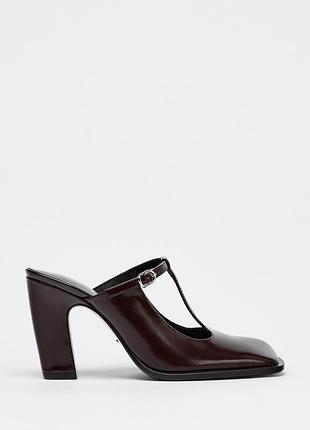 Кожаные мюли с квадратным носком, новые,.размер 39.zara