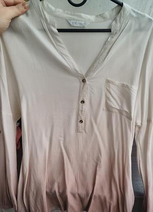 Блуза омбре офіс біла бордо віскоза 6