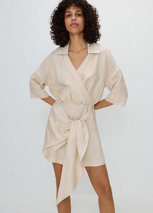 Льняной комбинезон с запахом reserved zara
