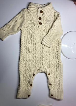 Вязаный ромпер для мальчика 3-6 мес.
