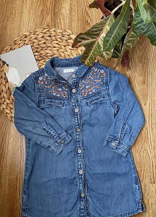 Джинсова сукня з вишивкою next 2-3 роки сорочка 98 розмір