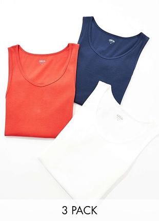Asos design 3 pack безрукавки в рубчик різних кольорів