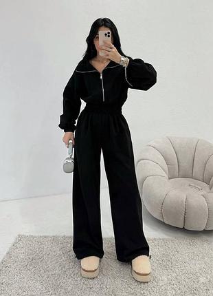 Жіночий спортивний костюм двійка з велюру зі змійкою на затяжках