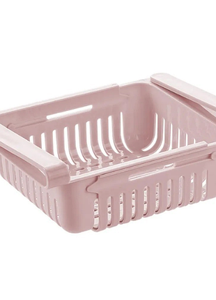 Универсальный пластиковый раздвижной контейнер навесной органайзер полка для продуктов в холодильник, розовый