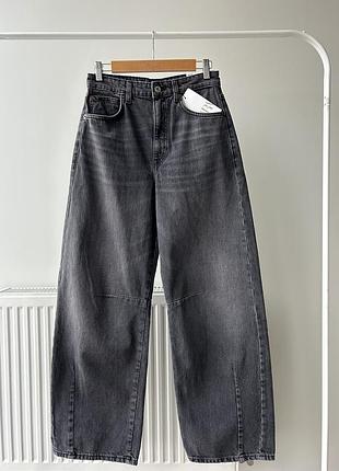 Темно-сірі джинси baggy balloon mid-rise від zara, широкі джинси, середня посадка10 фото