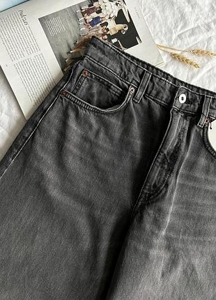 Темно-сірі джинси baggy balloon mid-rise від zara, широкі джинси, середня посадка9 фото